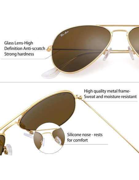 Gafas de sol aviador Pro Acme con lentes de vidrio UV400 Gafas de sol aviador Pro Acme con lentes de vidrio UV400