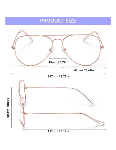 Gafas de Aviador Dollger 3026 Oro Rosa Lentes Claras