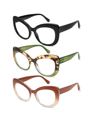Gafas de Lectura AMOMOMA Ojo de Gato 3 Pack con Luz Azul