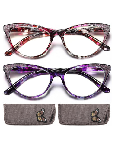 Gafas de lectura YTDBNS ojo de gato rosa y morado 2.5x