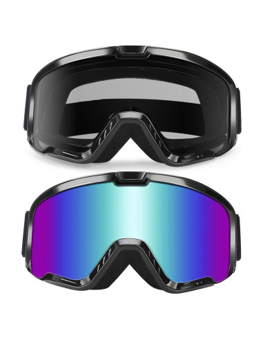 Gafas de Motocross ABTONG 2 Pack UV400 A prueba de viento