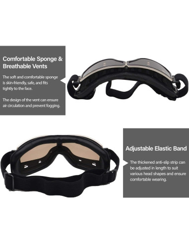 Gafas de Moto Vintage Peicees con Lentes Negros y Marco Claro