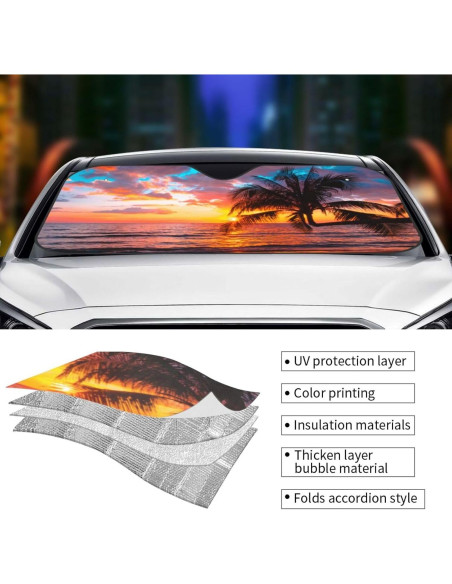 Sombra Solar para Automóvil YETTA YANG 130x70cm UV Playa Tropical Sombra Solar para Automóvil YETTA YANG 130x70cm UV Playa Tropical