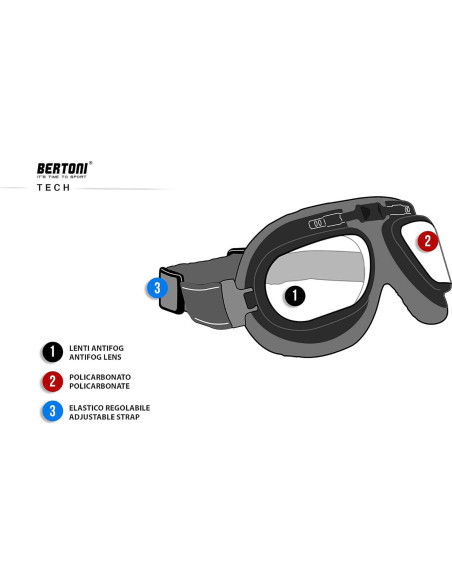 Gafas de motocicleta Bertoni AF196R cuero rojo UV 100% Gafas de motocicleta Bertoni AF196R cuero rojo UV 100%
