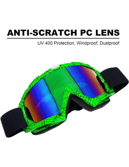Gafas de Motocross CoPvner Adultos y Niños Verde Araña Gafas de Motocross CoPvner Adultos y Niños Verde Araña