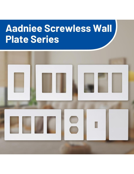 Placas de Pared Sin Tornillos Aadniee 1 Gang 5 Piezas Blanco Placas de Pared Sin Tornillos Aadniee 1 Gang 5 Piezas Blanco