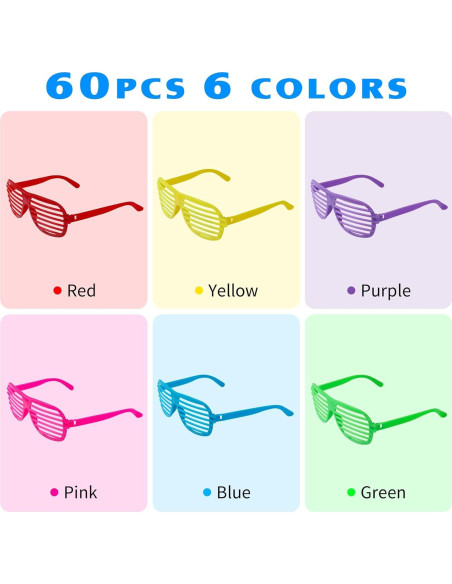 Paquete de 60 Gafas de Sombreado FANELEQU Neón para Fiesta Paquete de 60 Gafas de Sombreado FANELEQU Neón para Fiesta