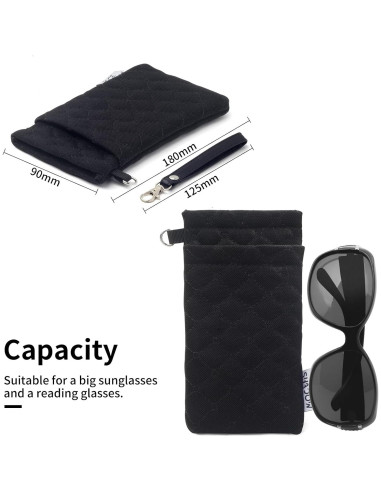 Estuche para Gafas Negro Doble Cristal con Paño de Limpieza