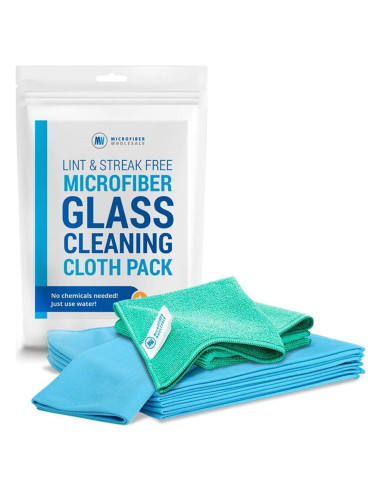 Paños de Limpieza de Vidrio Microfibra | 8 Piezas | Azul y Verde