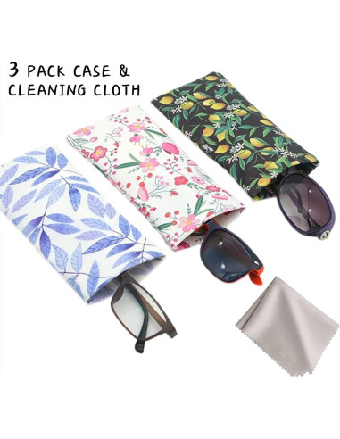 Estuche para Gafas WOW DING 3 Pack con Paño de Limpieza