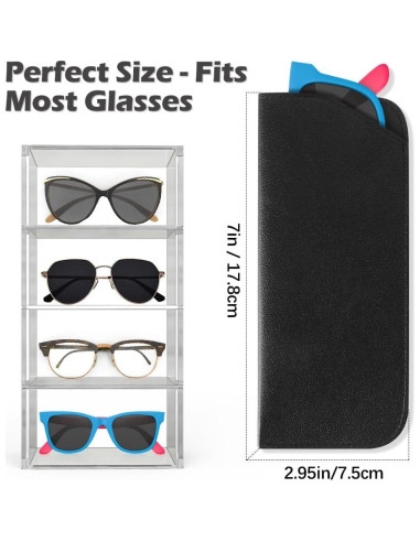 4 Fundas de Gafas de Cuero PU Portátiles Multicolor
