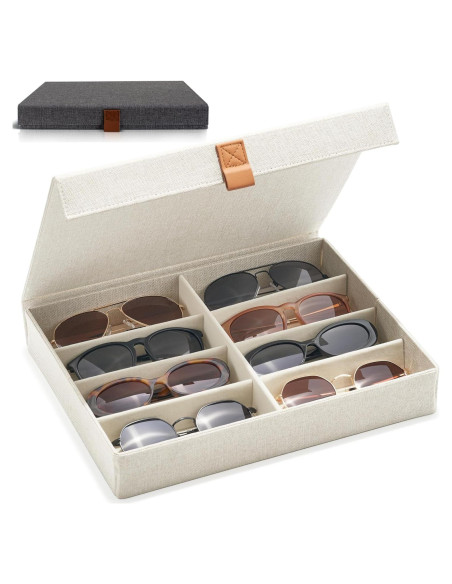 Organizador de Gafas de Sol ZICOTO para 8 Pares - Lino Marfil Organizador de Gafas de Sol ZICOTO para 8 Pares - Lino Marfil