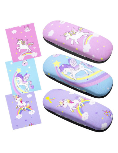 Estuches de Gafas Duras para Niños 3 Pcs con Paño