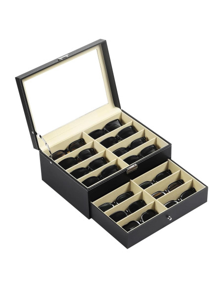 Estuche Organizador AUTOARK para 16 Gafas de Sol, Negro Estuche Organizador AUTOARK para 16 Gafas de Sol, Negro