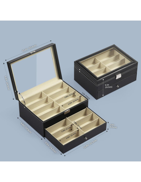 Estuche Organizador AUTOARK para 16 Gafas de Sol, Negro Estuche Organizador AUTOARK para 16 Gafas de Sol, Negro