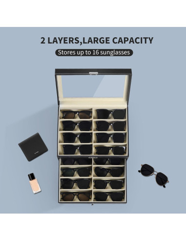 Estuche Organizador AUTOARK para 16 Gafas de Sol, Negro