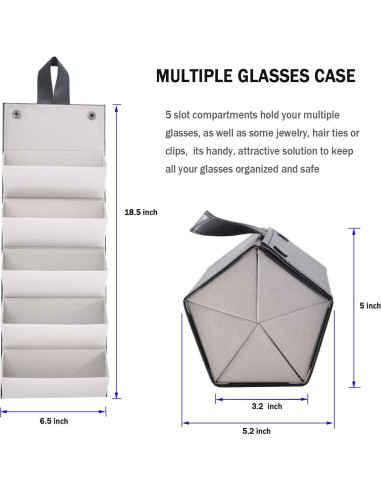 Organizador de Gafas Kenpal Plegable 5 Compartimentos Negro