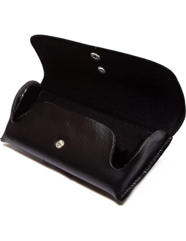 Estuche para Gafas Calabria Doble Clip Negro Cuero Sintético