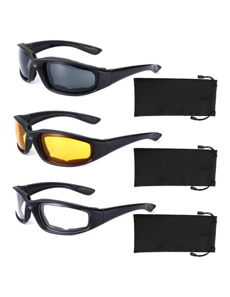 3 Pares de Gafas de Motocicleta YISUGOOC UV a Prueba de Viento 3 Pares de Gafas de Motocicleta YISUGOOC UV a Prueba de Viento