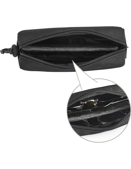 Estuche Doble para Gafas Mkono Suave con Clip y Paño Estuche Doble para Gafas Mkono Suave con Clip y Paño