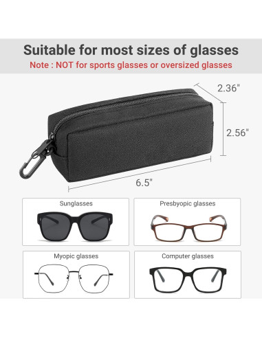 Estuche Doble para Gafas Mkono Suave con Clip y Paño