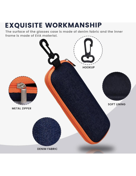 Estuche de Gafas Molshine 3 Piezas Mezclilla Portátil Estuche de Gafas Molshine 3 Piezas Mezclilla Portátil