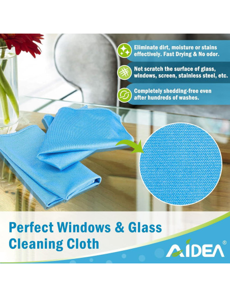 Paños de Limpieza de Vidrio AIDEA 8PK Microfibra Sin Pelusa Paños de Limpieza de Vidrio AIDEA 8PK Microfibra Sin Pelusa