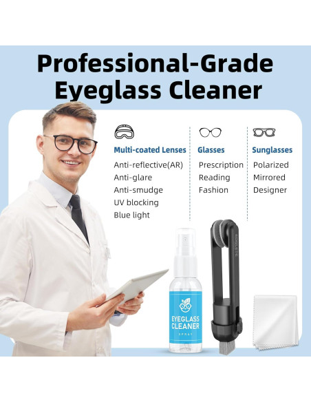 Kit de limpieza de gafas Edglete con spray y paño microfibra Kit de limpieza de gafas Edglete con spray y paño microfibra