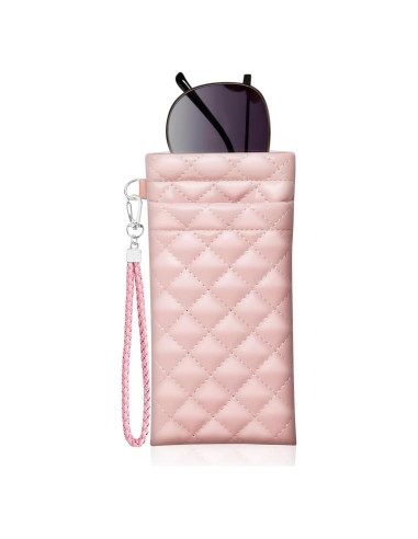 Estuche Doble para Gafas de Cuero Rosa con Cierre Seguro