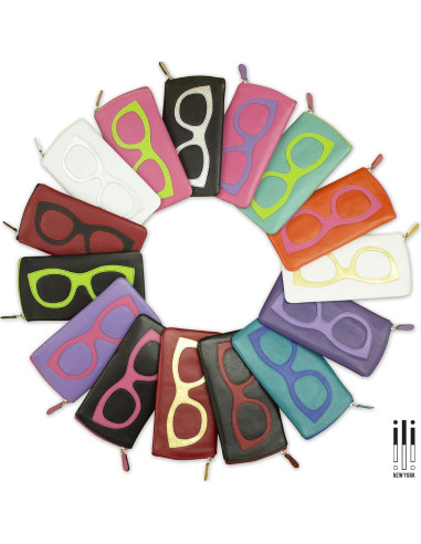 Estuche de Gafas ili de Cuero Suave con RFID y Cremallera