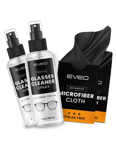 Limpiador de Gafas Spray EVEO - Kit 4oz con Paño Microfibra