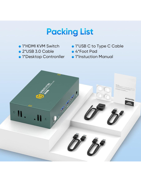 Conmutador KVM 2 Monitores EVATEK HDMI 8K@60Hz USB 3.0 Conmutador KVM 2 Monitores EVATEK HDMI 8K@60Hz USB 3.0