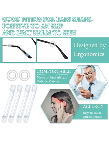 50 Piezas Sujetadores para Gafas Konohan - Almohadillas y Ganchos