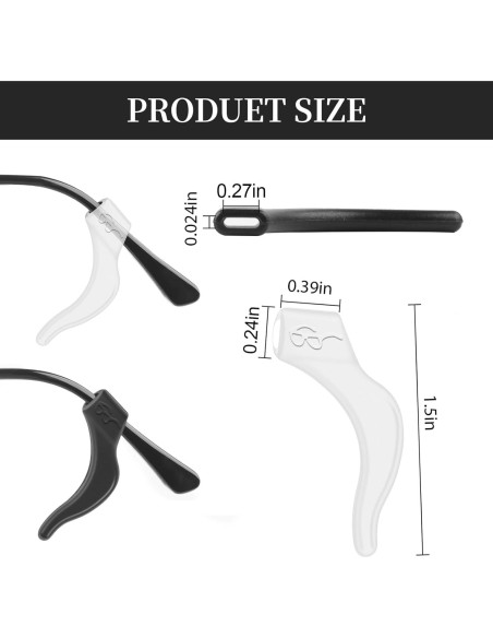 24 Pares Sujetadores de Oídos Rindion para Gafas Silicona 24 Pares Sujetadores de Oídos Rindion para Gafas Silicona