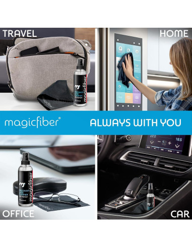 Kit de Limpieza de Gafas MagicFiber - 2 Aerosoles 59ml + 4 Paños