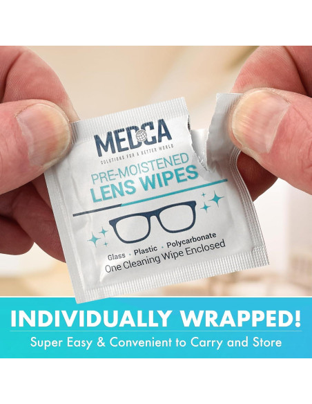 Toallitas de limpieza de lentes MEDca 200 unidades prehumedecidas Toallitas de limpieza de lentes MEDca 200 unidades prehumedecidas