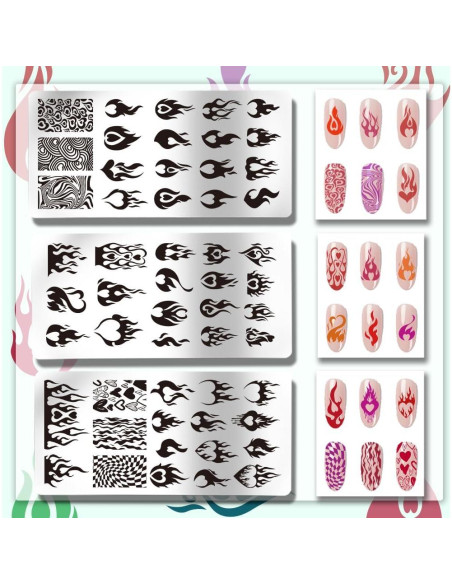 Placas de Estampado de Uñas PH PandaHall 3pcs 54 Patrones Placas de Estampado de Uñas PH PandaHall 3pcs 54 Patrones