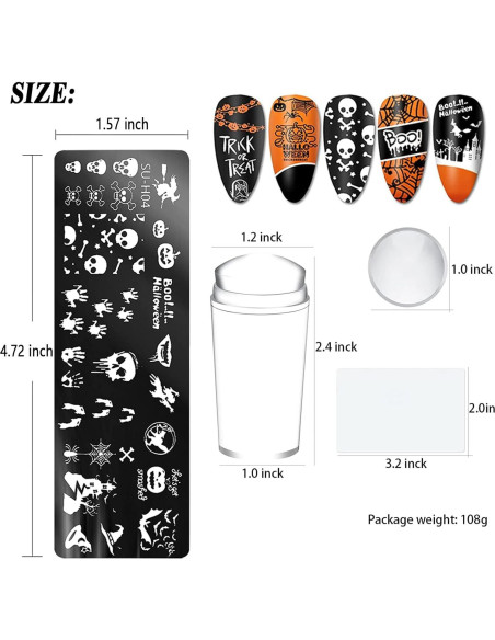 Kit de Estampado de Uñas de Halloween DUNJIE 8 Piezas Kit de Estampado de Uñas de Halloween DUNJIE 8 Piezas