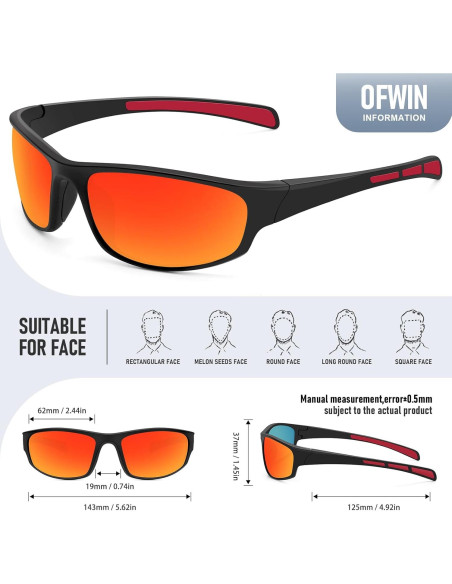 Gafas de sol deportivas OFWIN UV400 polarizadas unisex Gafas de sol deportivas OFWIN UV400 polarizadas unisex