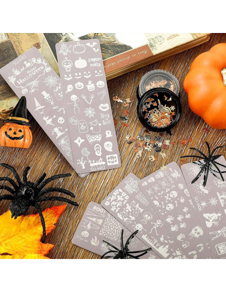 Kit de Estampado de Uñas de Halloween DUNJIE 8 Piezas Kit de Estampado de Uñas de Halloween DUNJIE 8 Piezas