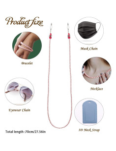 Cadena de Gafas de Perlas ABS 75 cm Soporte para Gafas 2