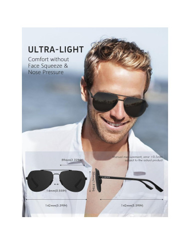 Gafas de sol LUENX Aviador Polarizadas UV400 para Unisex