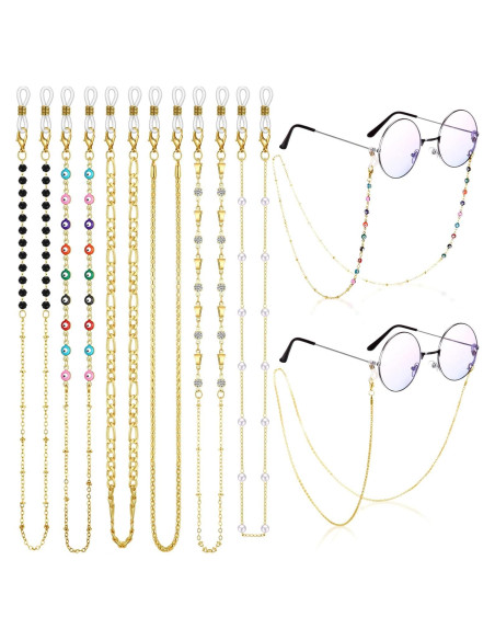 Cadena de Gafas Frienda 6 Pcs Soporte de Perlas Coloridas Cadena de Gafas Frienda 6 Pcs Soporte de Perlas Coloridas