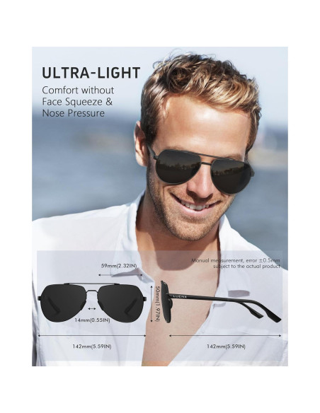 Gafas de sol LUENX Aviador Polarizadas UV400 para Adultos Gafas de sol LUENX Aviador Polarizadas UV400 para Adultos
