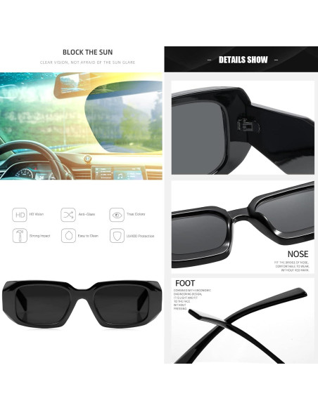 Gafas de sol rectangulares unisex Y2K - Protección UV400 Gafas de sol rectangulares unisex Y2K - Protección UV400