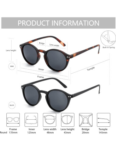 Gafas de sol polarizadas ZENOTTIC unisex 2 paquetes retro UV400