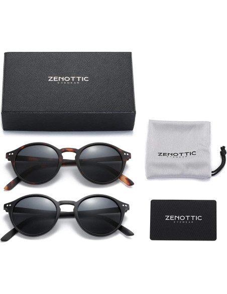 Gafas de sol polarizadas ZENOTTIC unisex 2 paquetes retro UV400 Gafas de sol polarizadas ZENOTTIC unisex 2 paquetes retro UV400