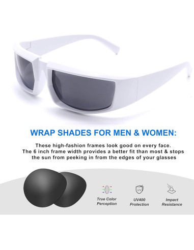 Gafas de Sol Modernas Envolventes Importadas - Marco Blanco