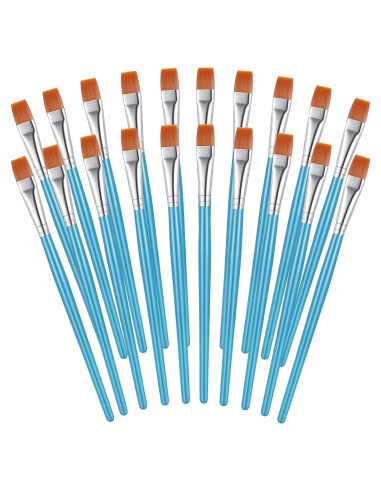 Zonon 20 Pinceles Planos de Pintura Sintética 1.27 cm Azul