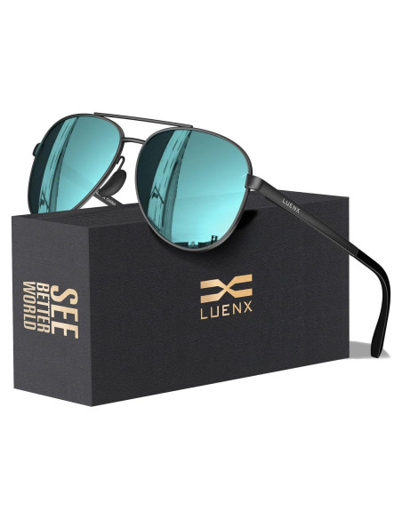 Gafas de sol LUENX Aviador polarizadas UV400 para hombres Gafas de sol LUENX Aviador polarizadas UV400 para hombres